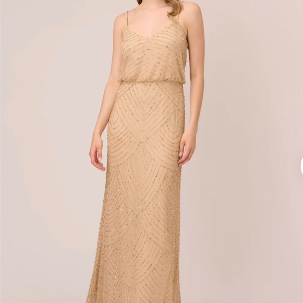 Adrianna Papell Beaded Rosette Sleeveless Sheath Gown main image 1